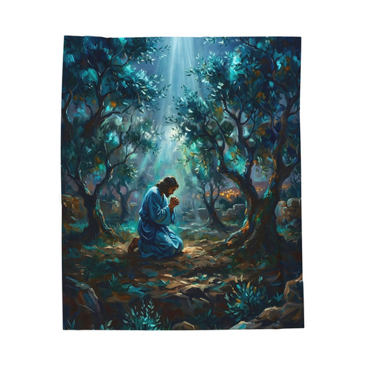 “Thy Will Be Done - Gethsemane Moonlight Prayer” - Plush Blanket