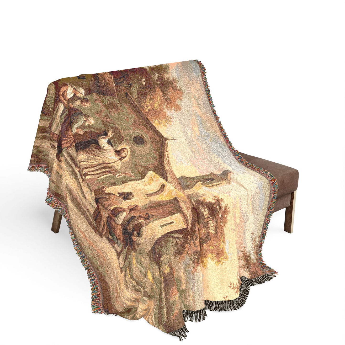“Sanctuary in Serenity - Autumn's Golden Embrace” - Woven Blanket
