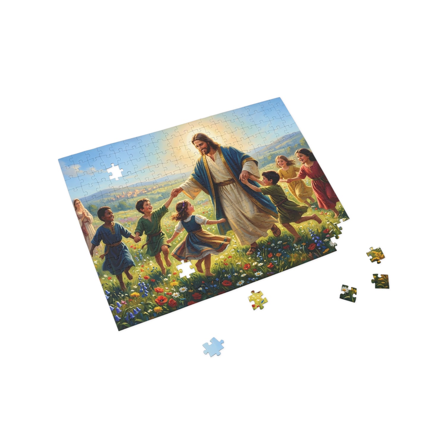 “Joy Overflowing - Children Dancing in the Meadow” - Jigsaw Puzzle