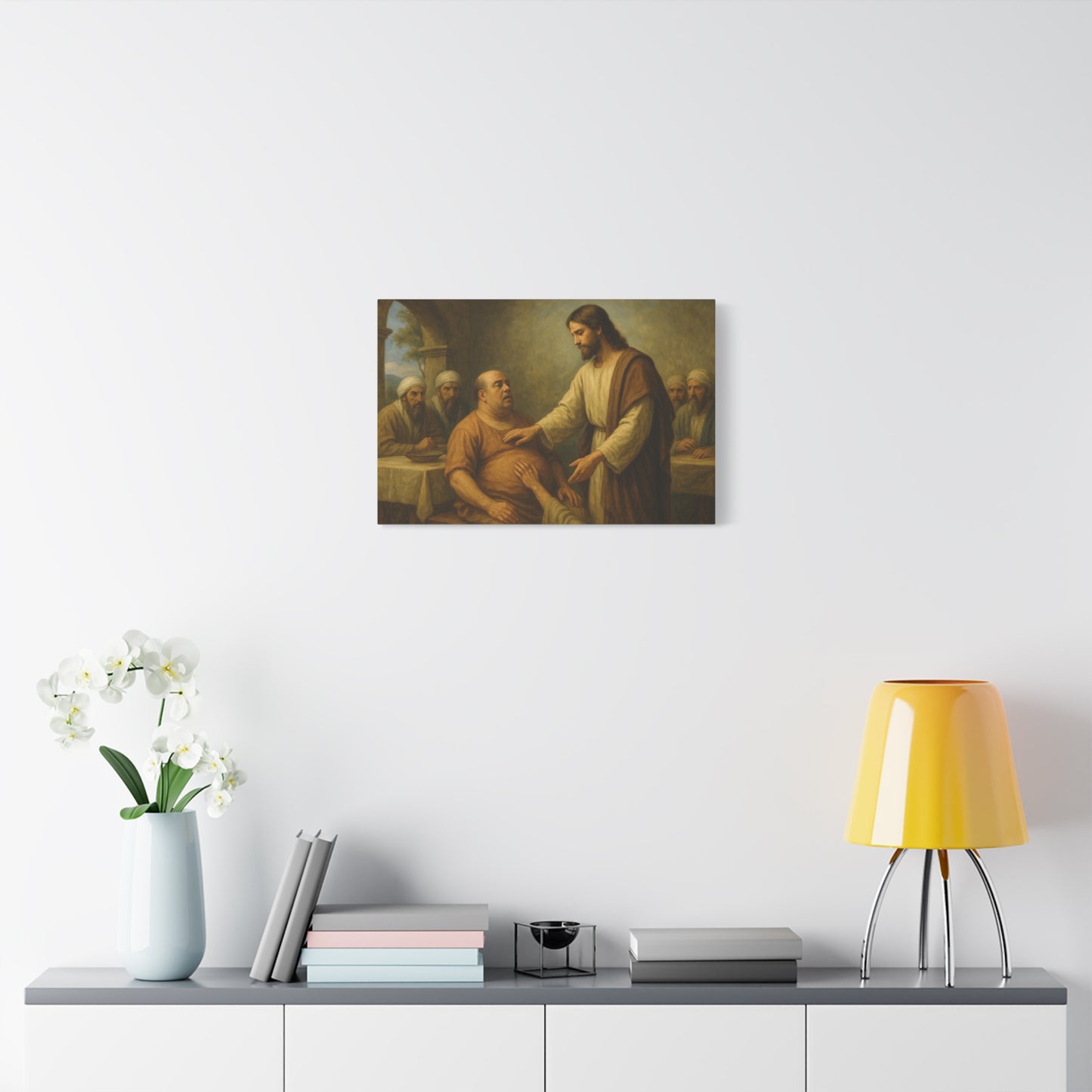 “Jesus Heals a Man with Dropsy – Luke 14:1–4” - Canvas Art