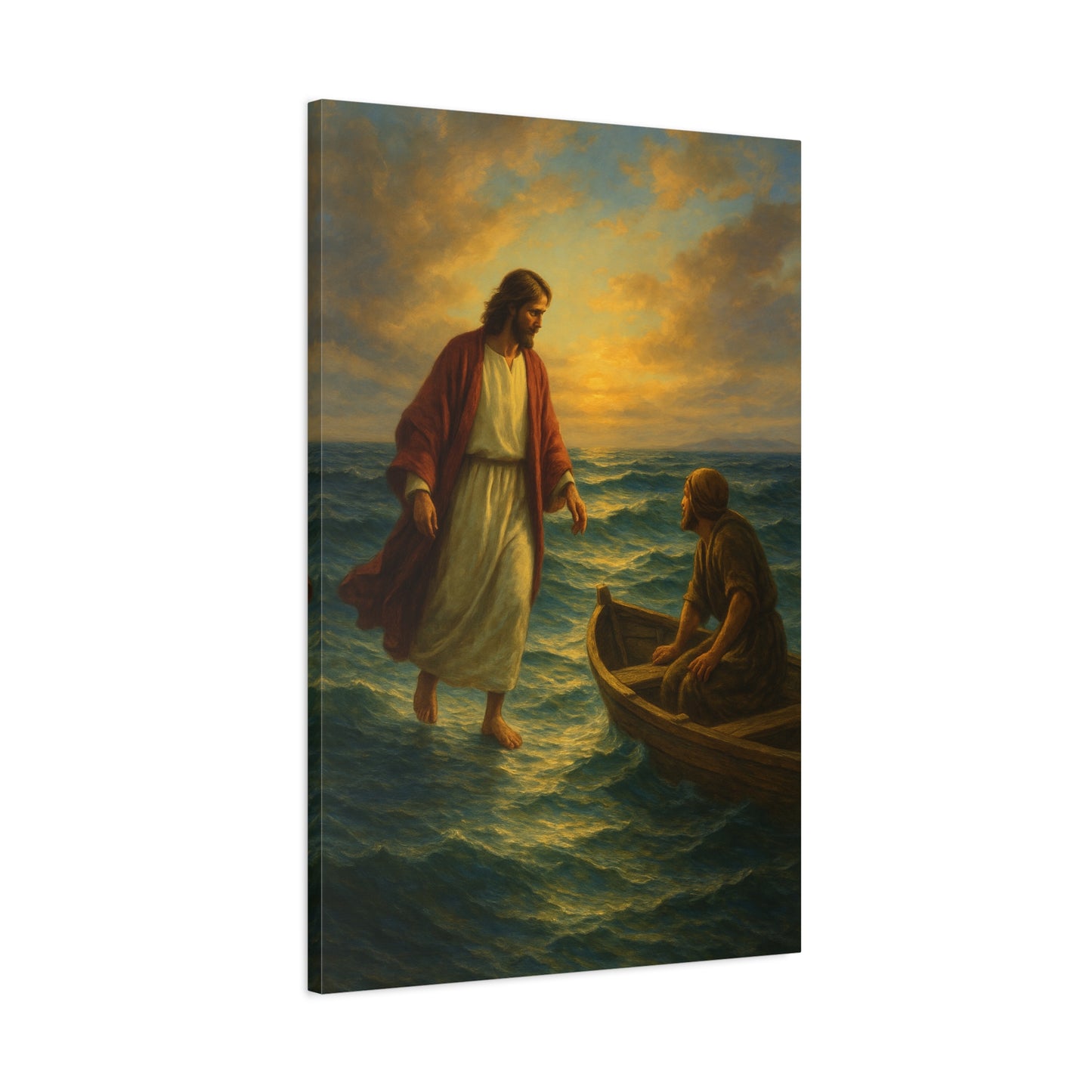 “Jesus Walks on Water – Divine Faith in the Storm” - Canvas Art