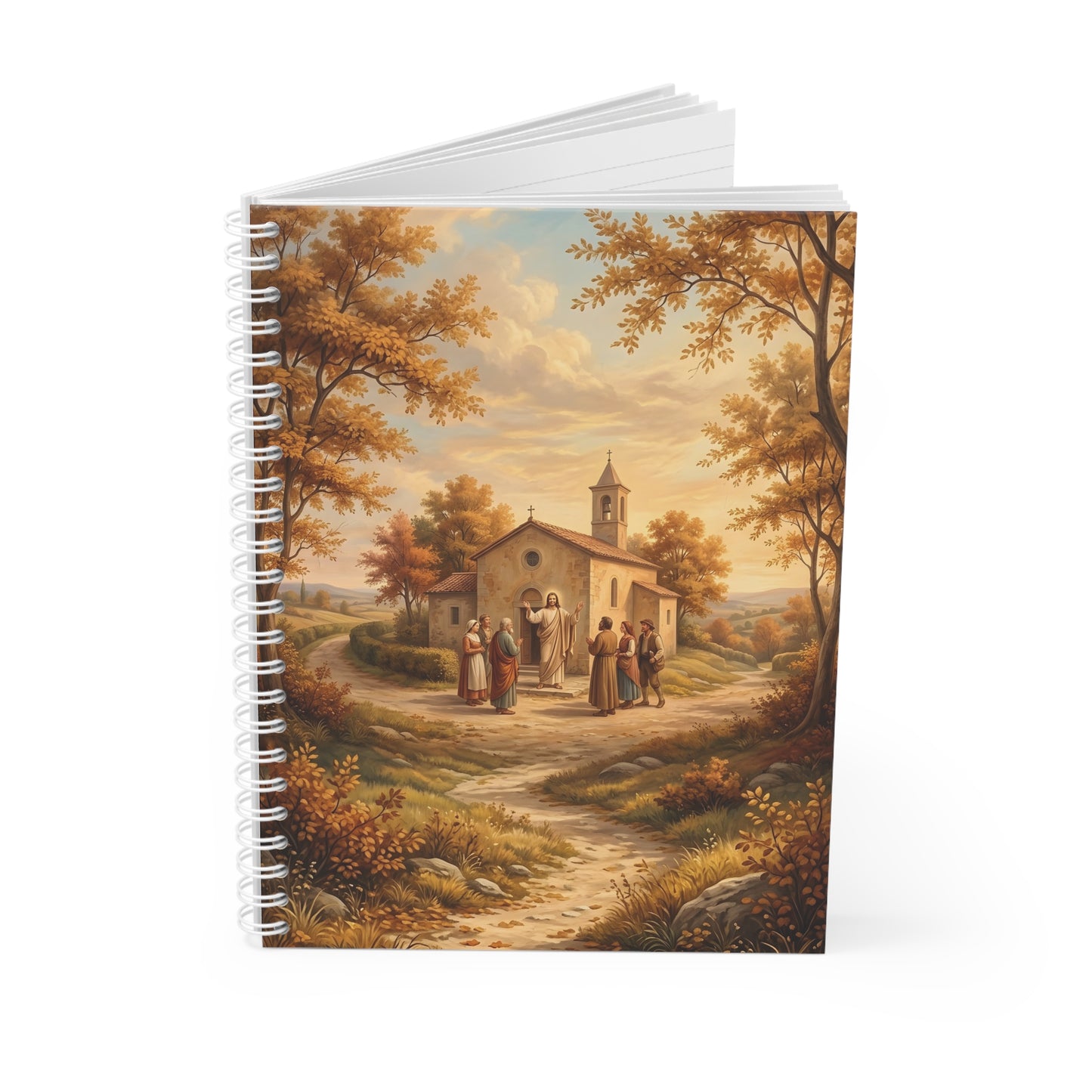 “Sanctuary in Serenity - Autumn's Golden Embrace” - Spiral Notebook