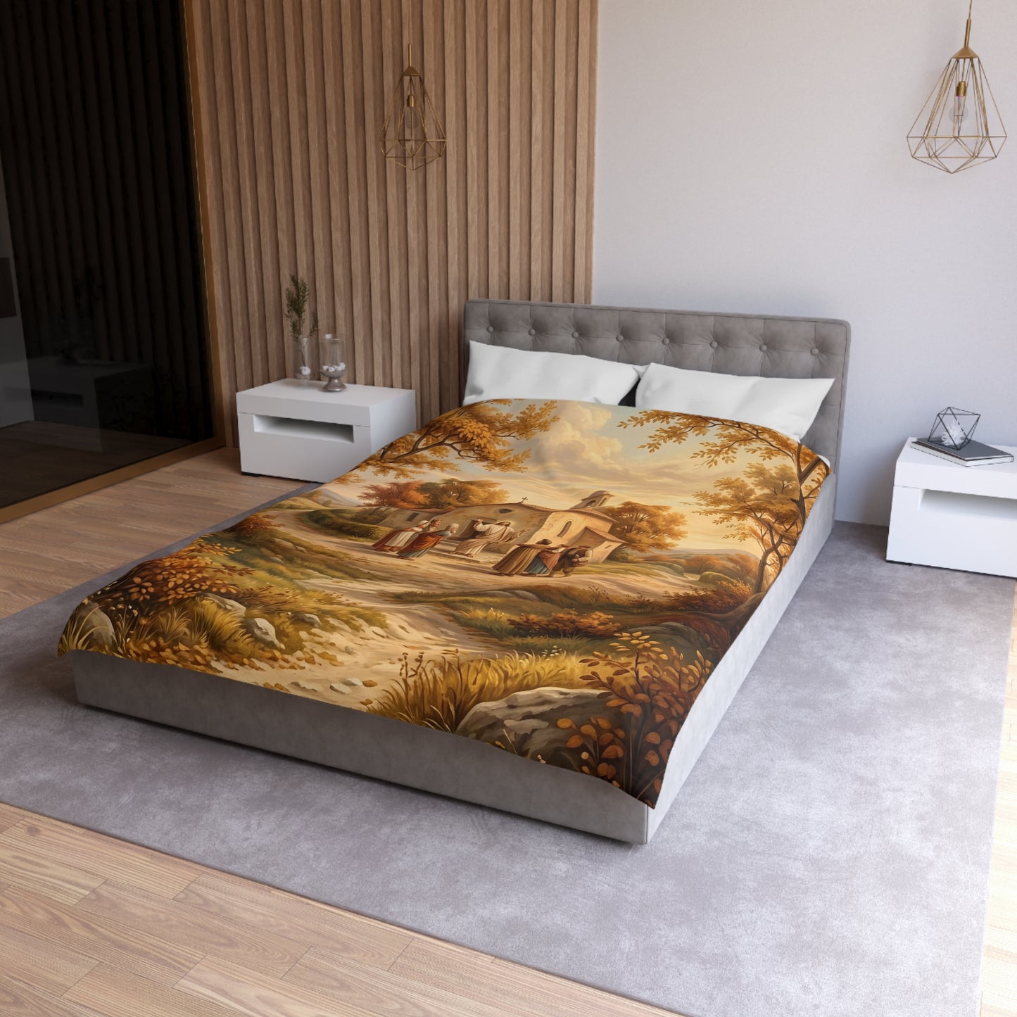 “Sanctuary in Serenity - Autumn's Golden Embrace” - Duvet Cover