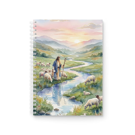 “Still Waters - Shepherd Leads His Flock” - Spiral Notebook