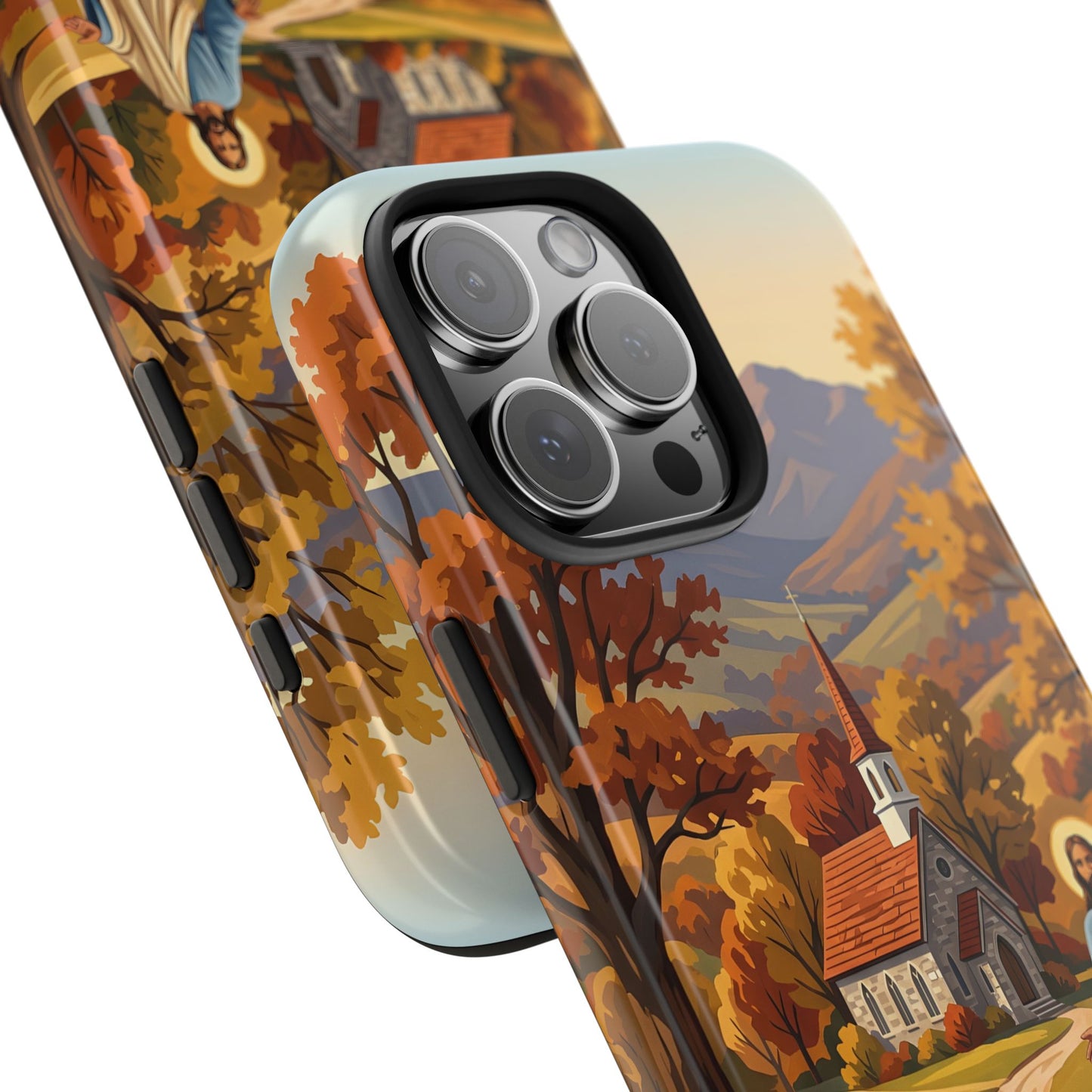 “Golden Harvest - Autumn Church in Tranquility” - Phone Case
