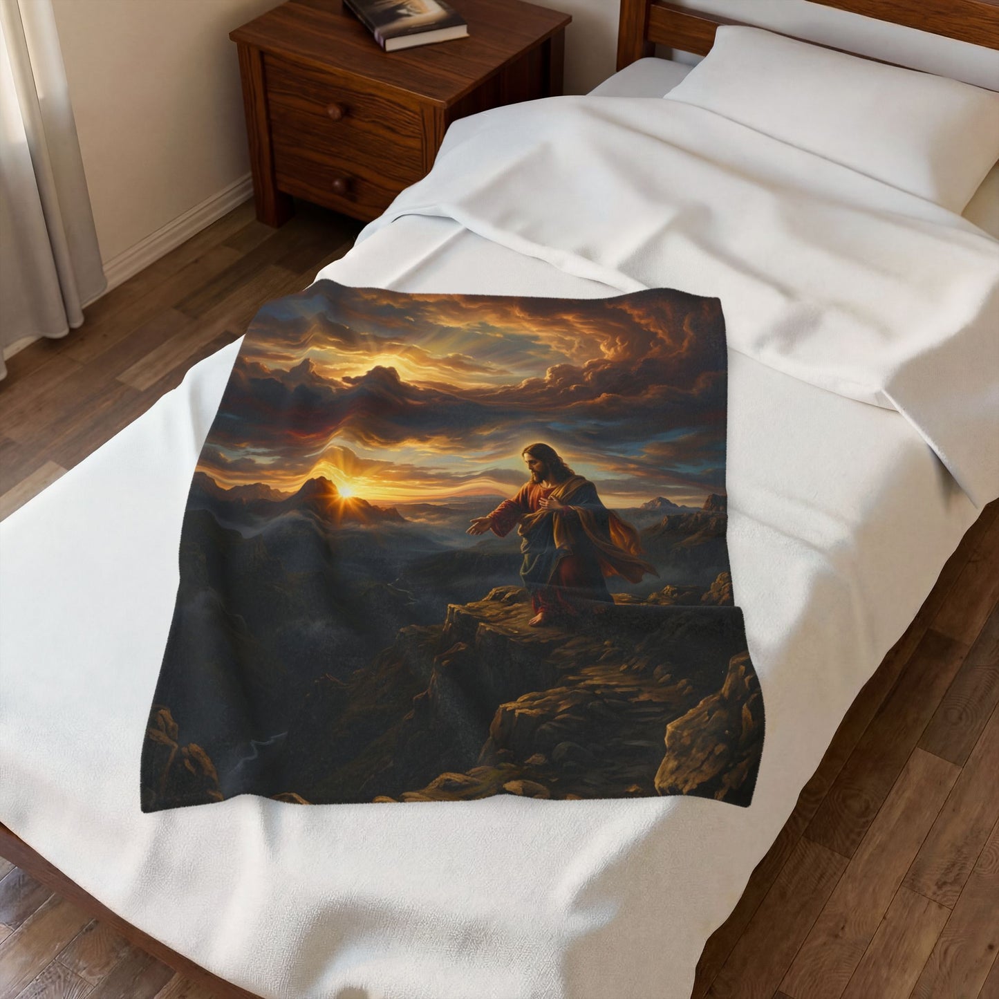 “Joy Comes in the Morning - Sunrise Over Dark Valley” - Plush Blanket