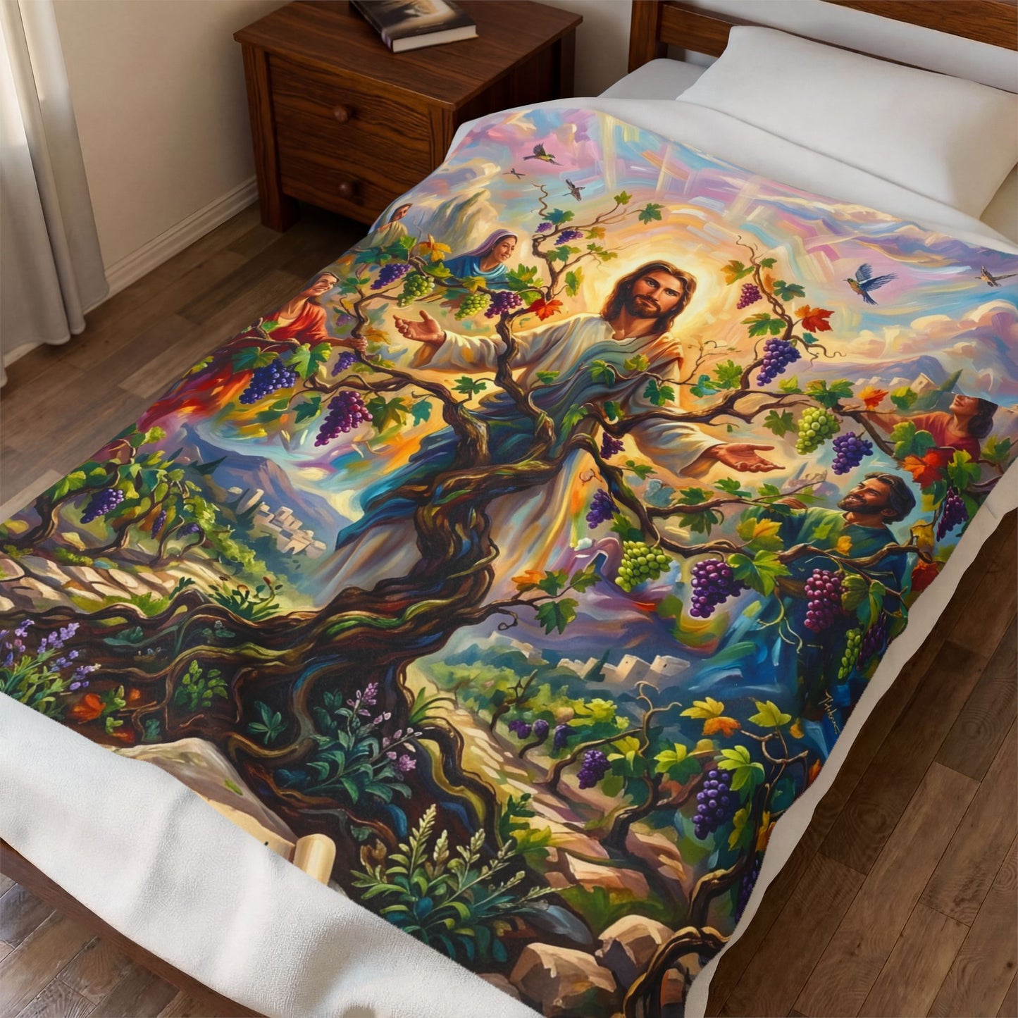 “I Am the True Vine - Abide in My Love” - Plush Blanket