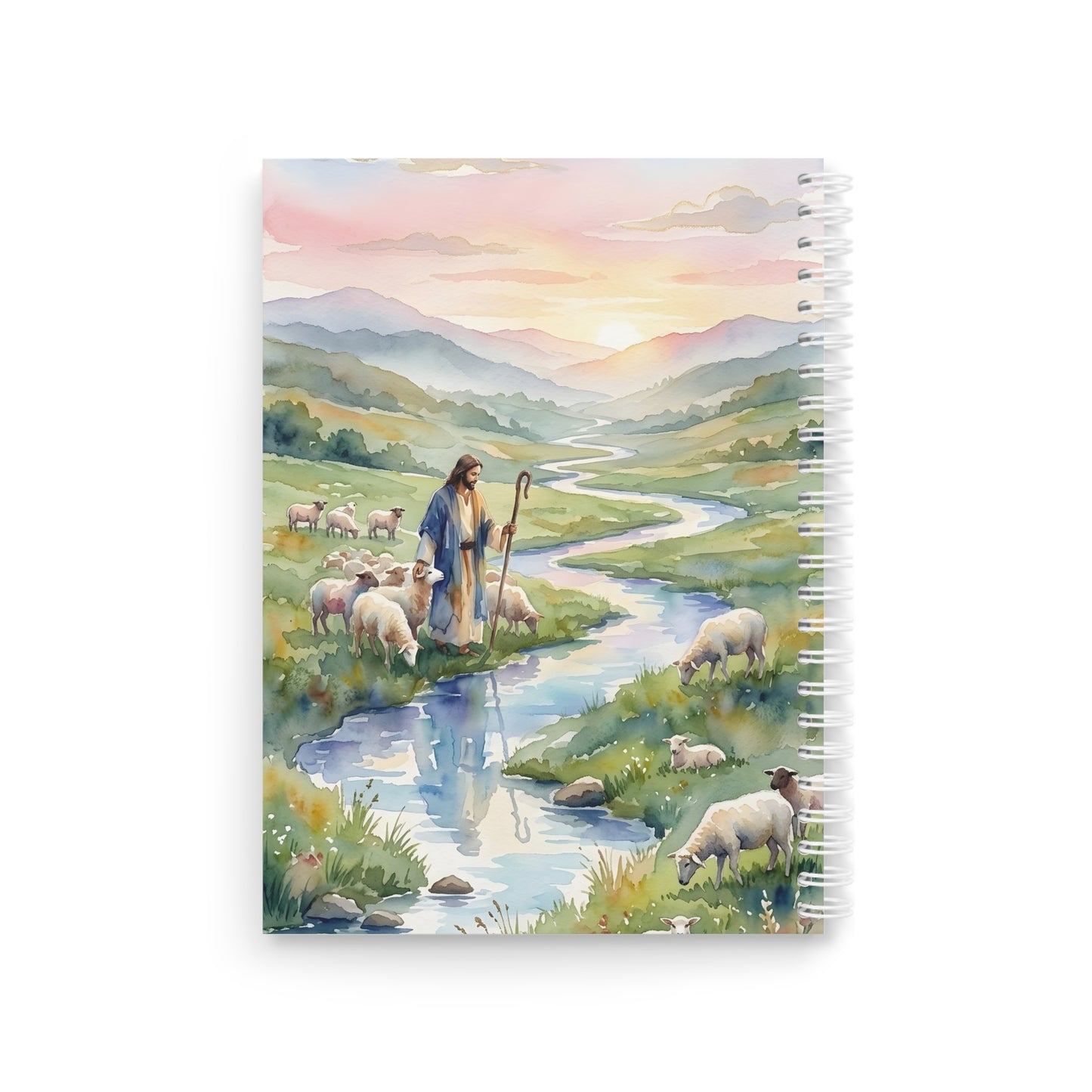 “Still Waters - Shepherd Leads His Flock” - Spiral Notebook