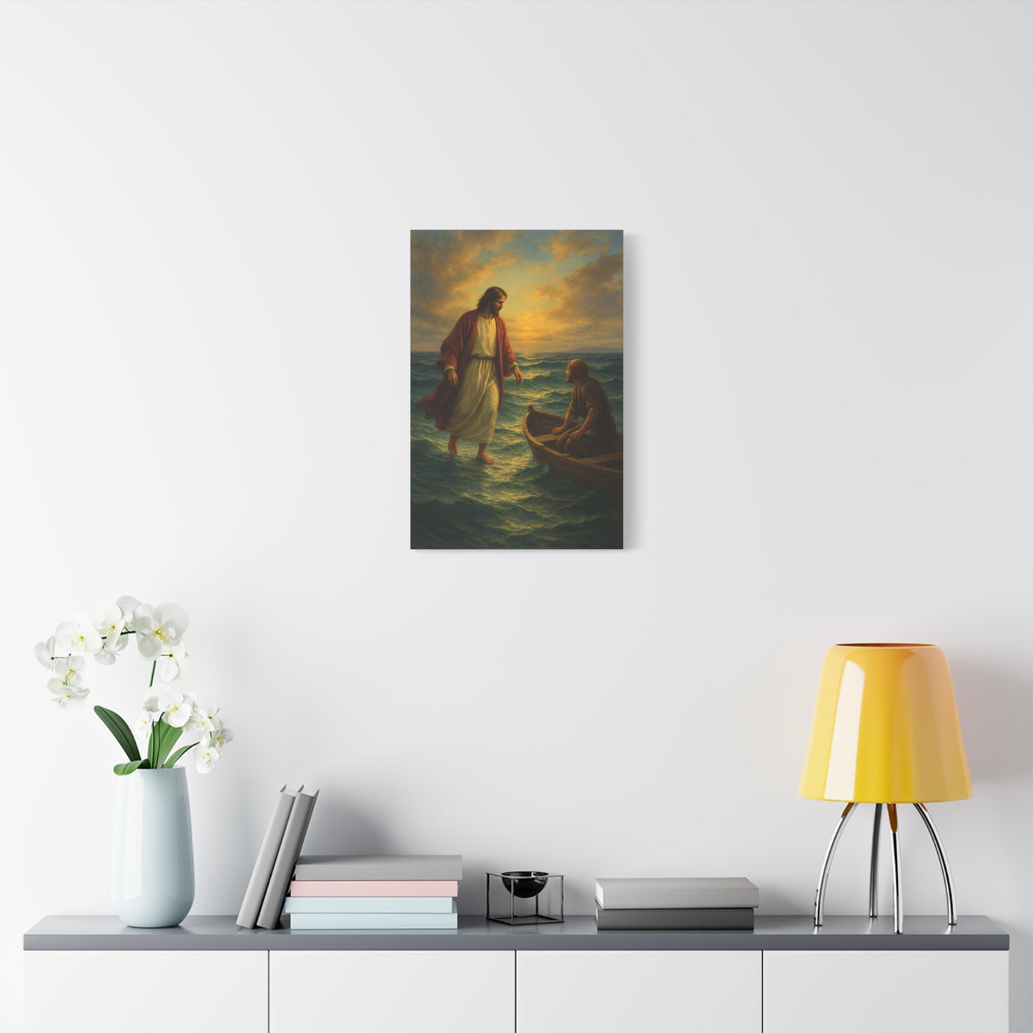 “Jesus Walks on Water – Divine Faith in the Storm” - Canvas Art