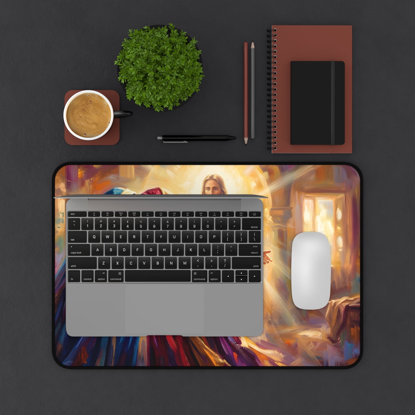 “Divine Embrace - Mary and Elizabeth's Joyful Meeting” - Desk Mat