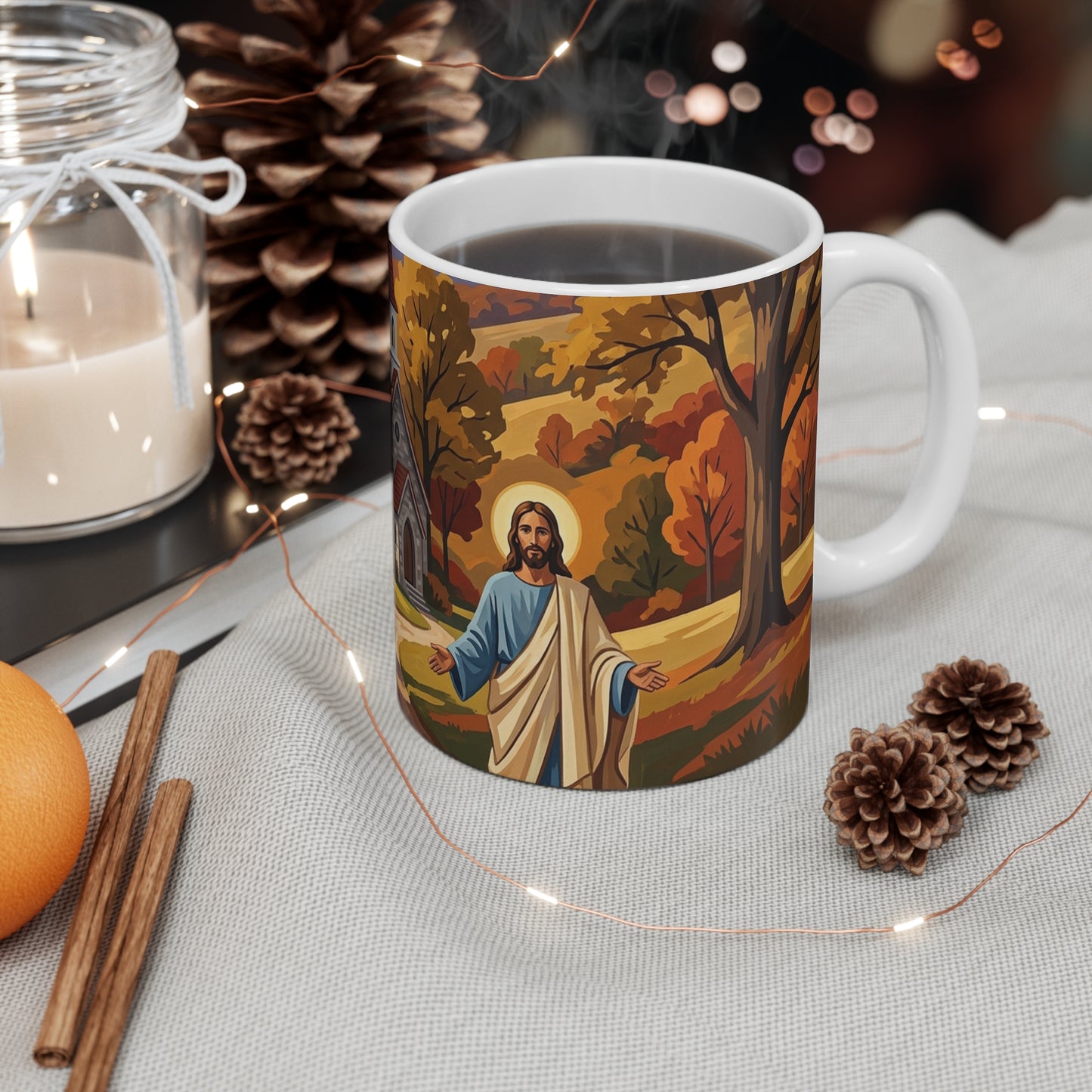 “Golden Harvest - Autumn Church in Tranquility” - Coffee Mug