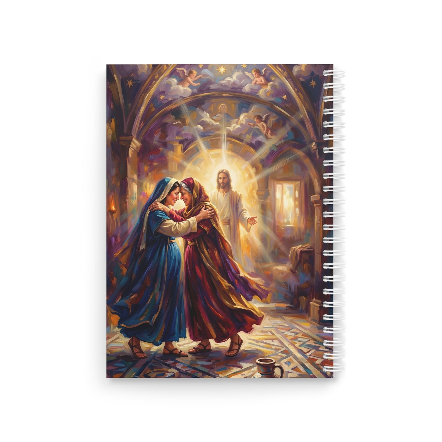 “Divine Embrace - Mary and Elizabeth's Joyful Meeting” - Spiral Notebook