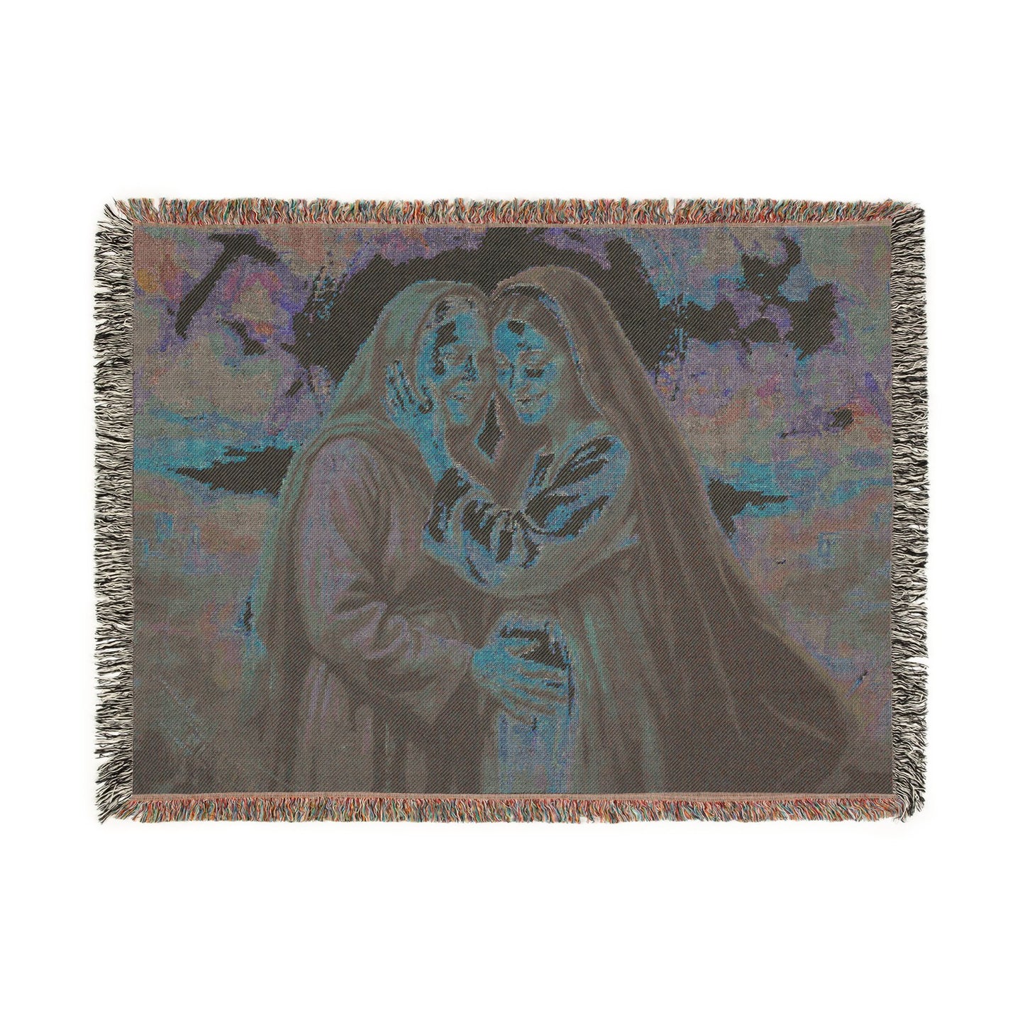 “Blessed Among Women - Mary and Elizabeth Embrace” - Woven Blanket