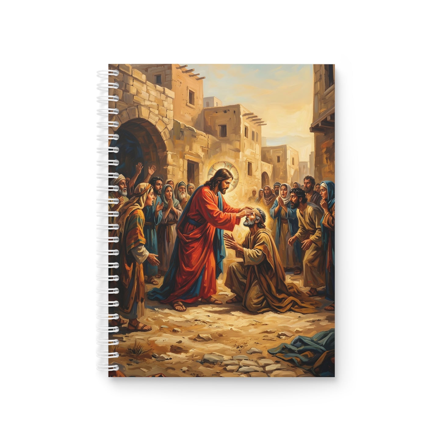 “He Opened My Eyes - Jesus Heals the Blind Man” - Spiral Notebook
