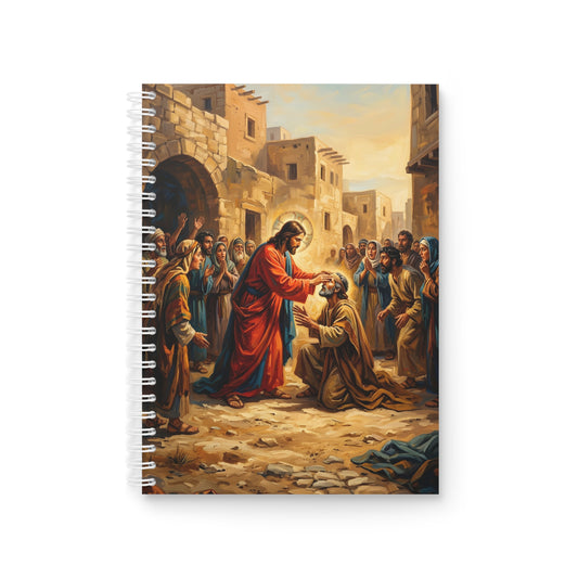 “He Opened My Eyes - Jesus Heals the Blind Man” - Spiral Notebook