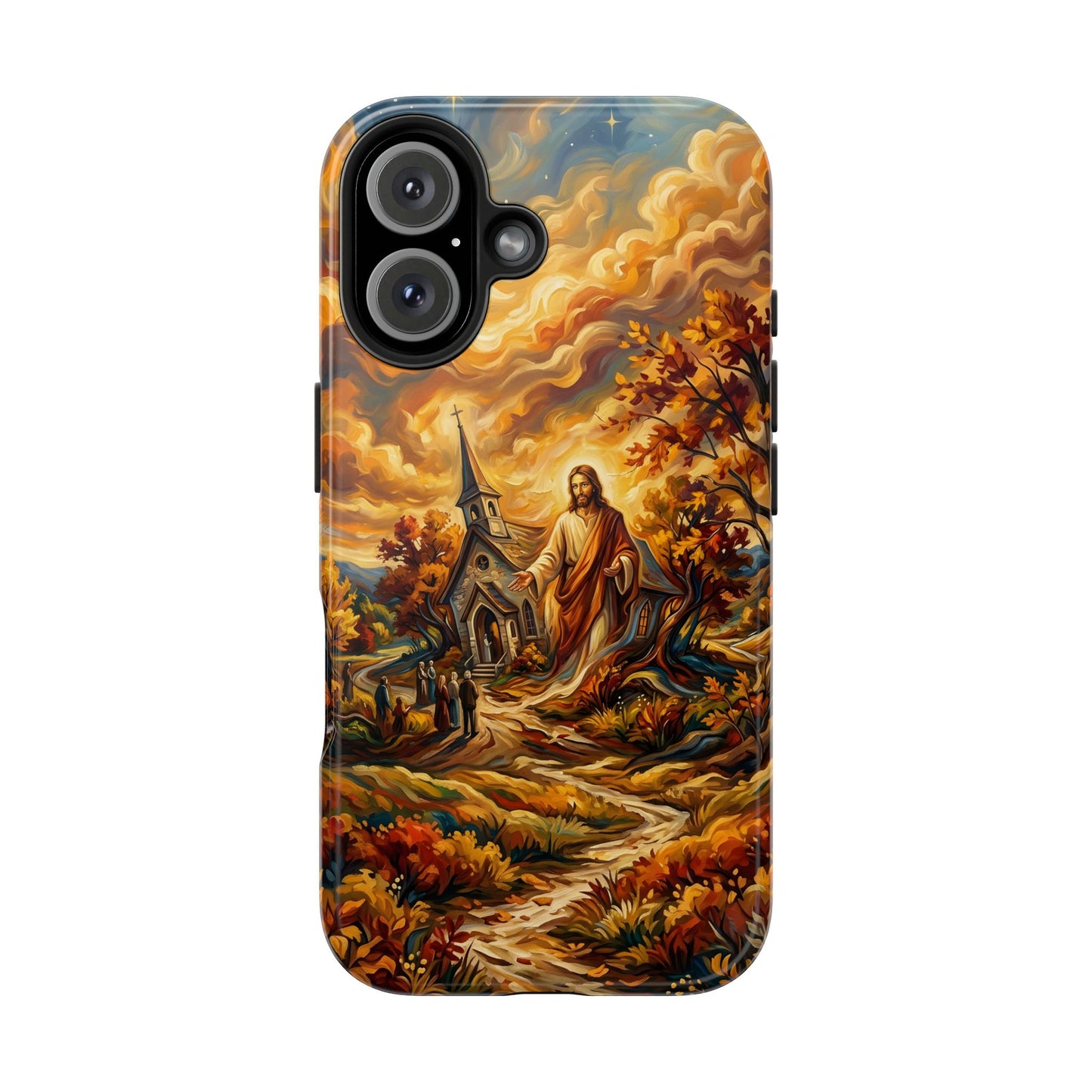 “Abide With Me - Autumn Church at Sunset” - Phone Case