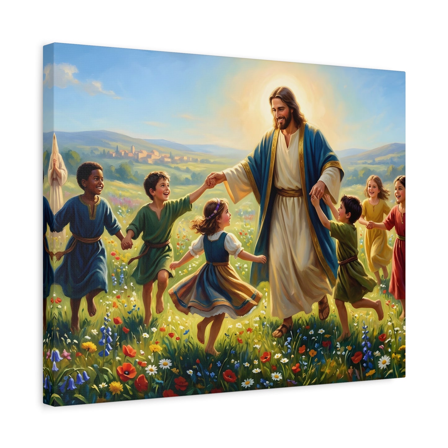 “Joy Overflowing - Children Dancing in the Meadow” - Canvas Art