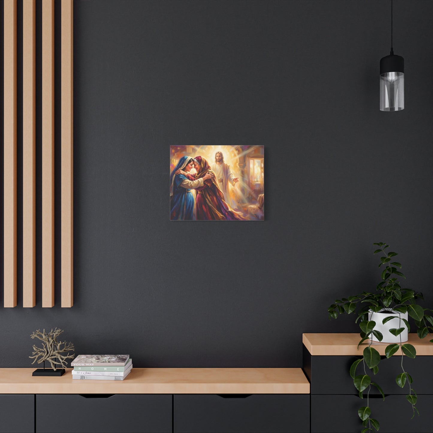 “Divine Embrace - Mary and Elizabeth's Joyful Meeting” - Canvas Art