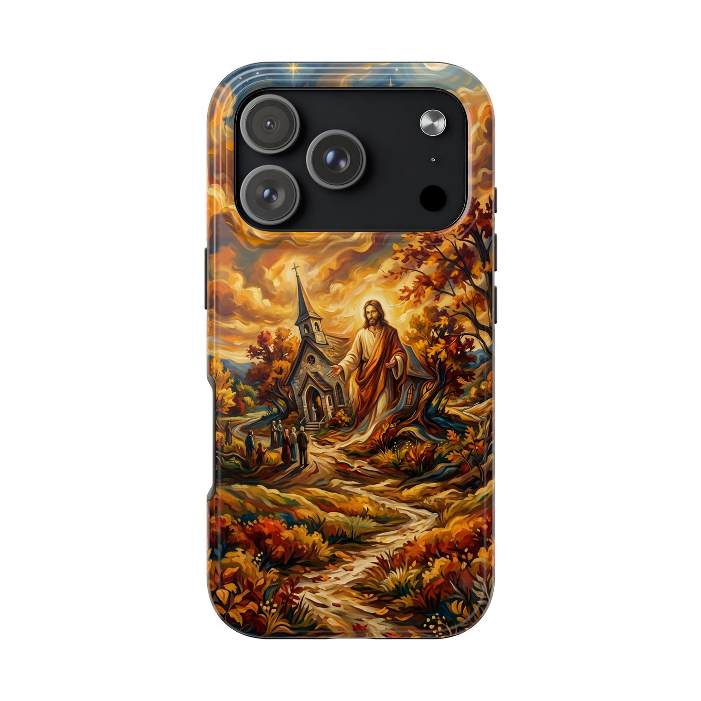 “Abide With Me - Autumn Church at Sunset” - Phone Case