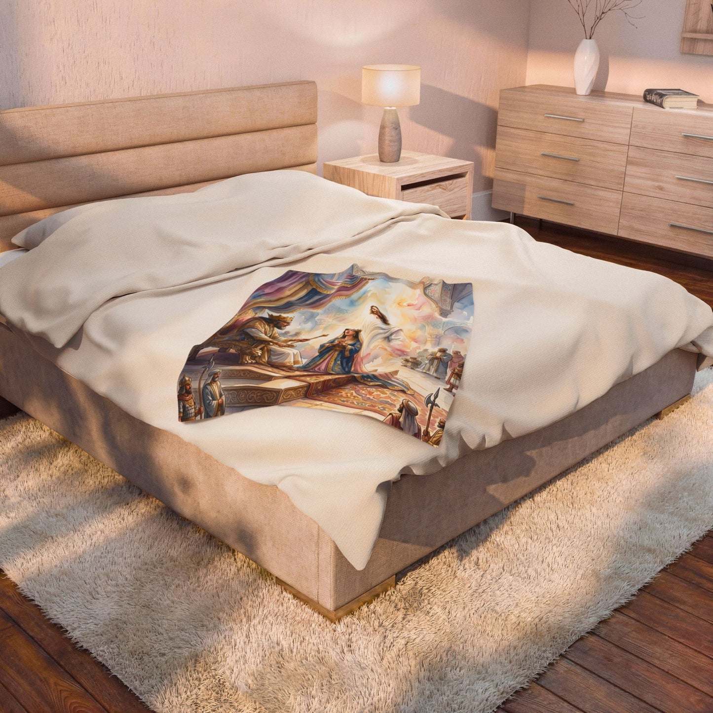 “For Such a Time - Esther Before Ahasuerus” - Plush Blanket