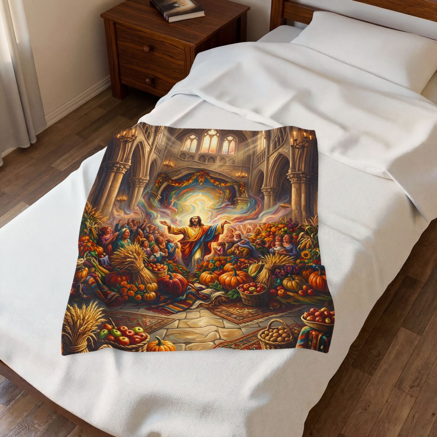 “Bountiful Blessings - A Harvest of Thanksgiving” - Plush Blanket