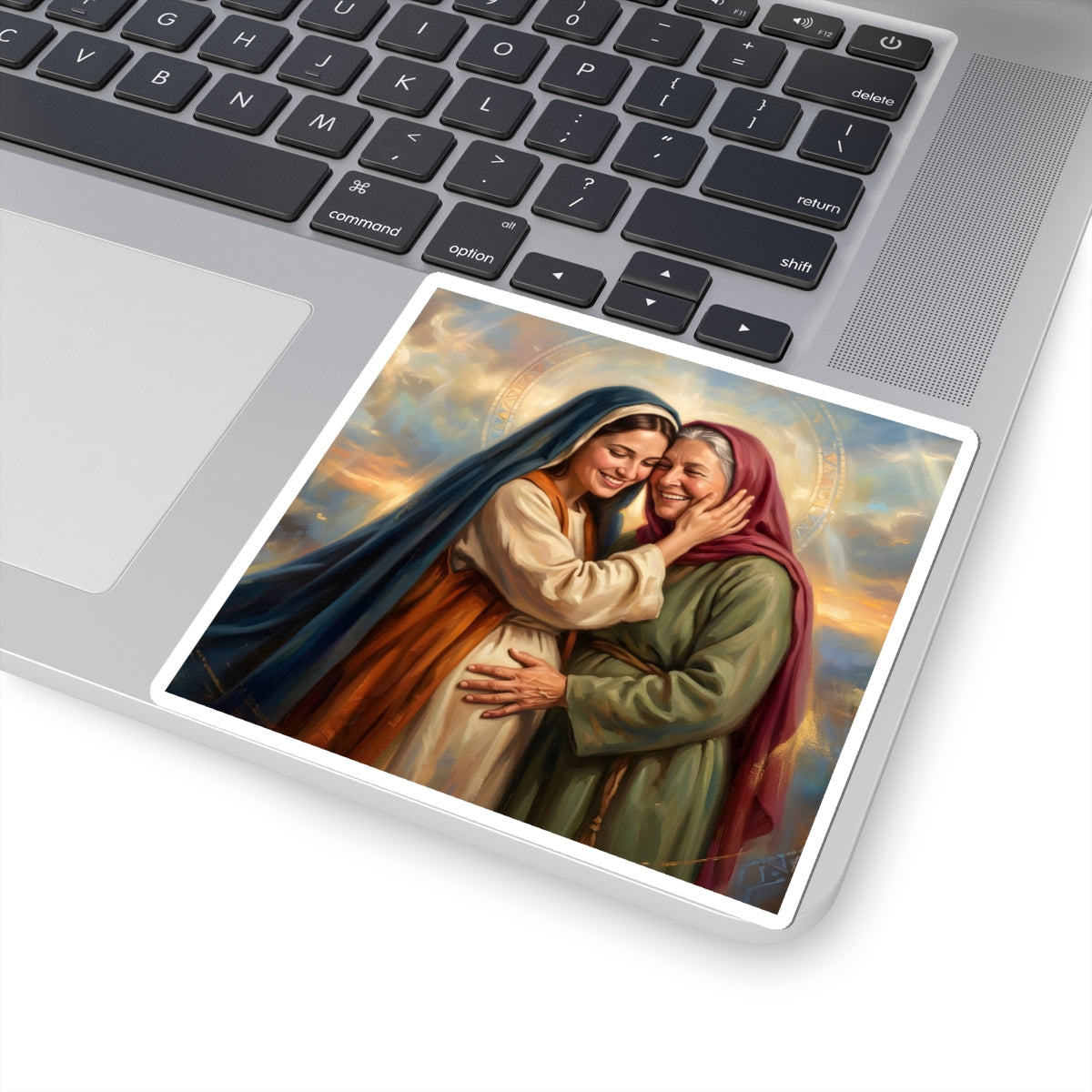 “Blessed Among Women - Mary and Elizabeth Embrace” - Sticker