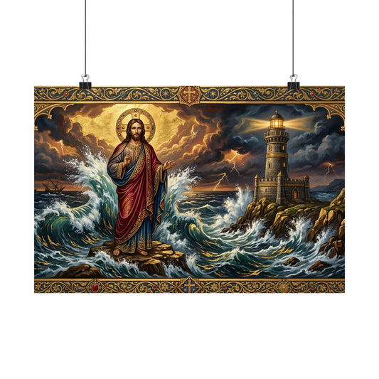 “Steadfast Hope - Lighthouse in the Storm” - Poster