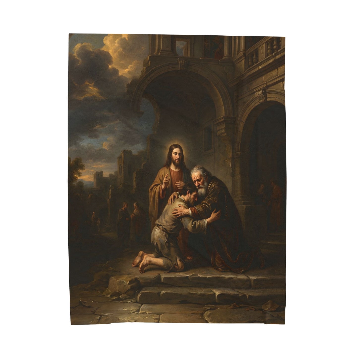 The prodigal son running toward his father - Plush Blanket