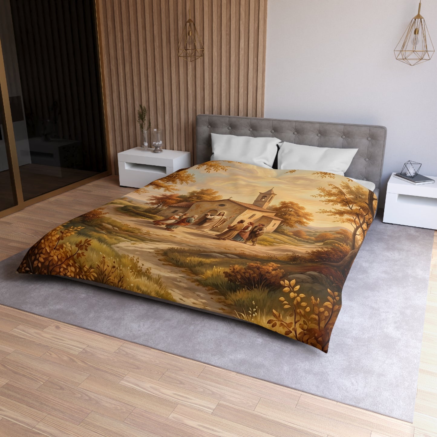 “Sanctuary in Serenity - Autumn's Golden Embrace” - Duvet Cover