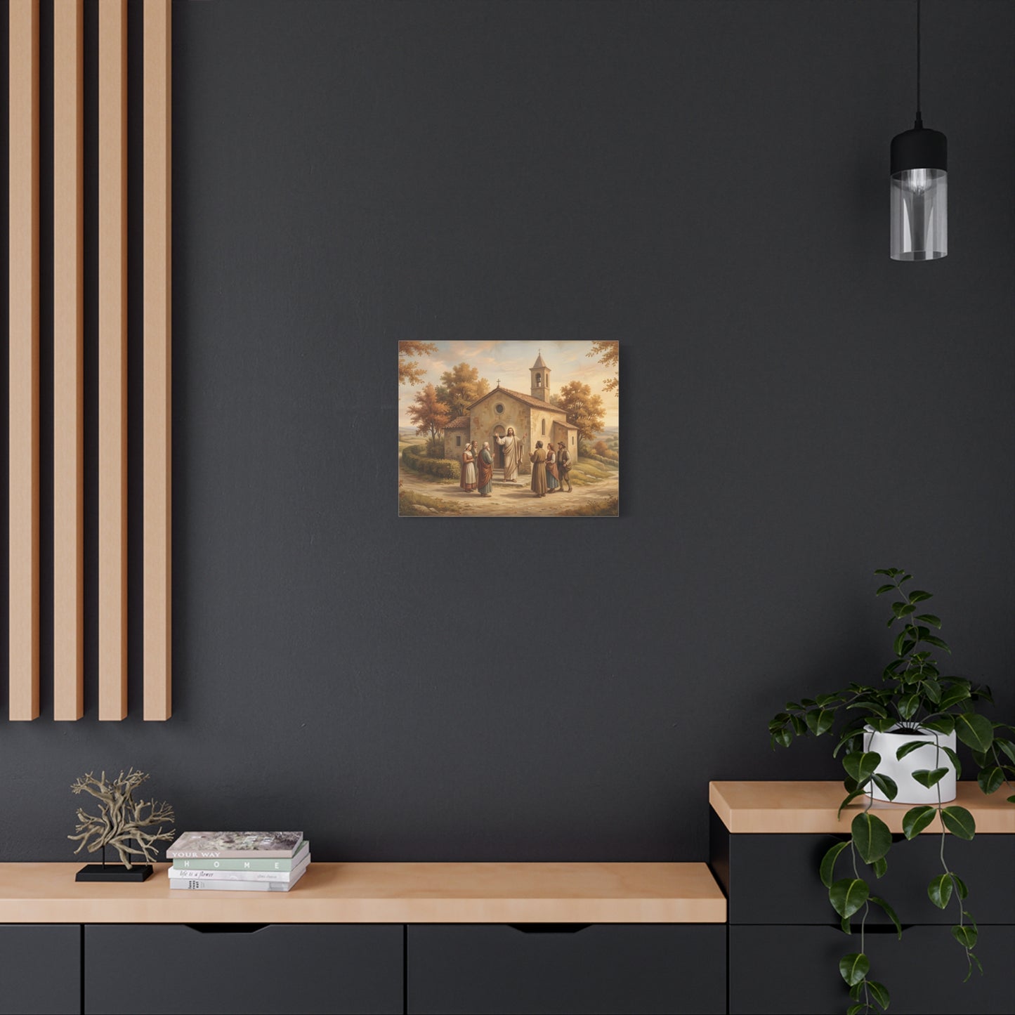 “Sanctuary in Serenity - Autumn's Golden Embrace” - Canvas Art