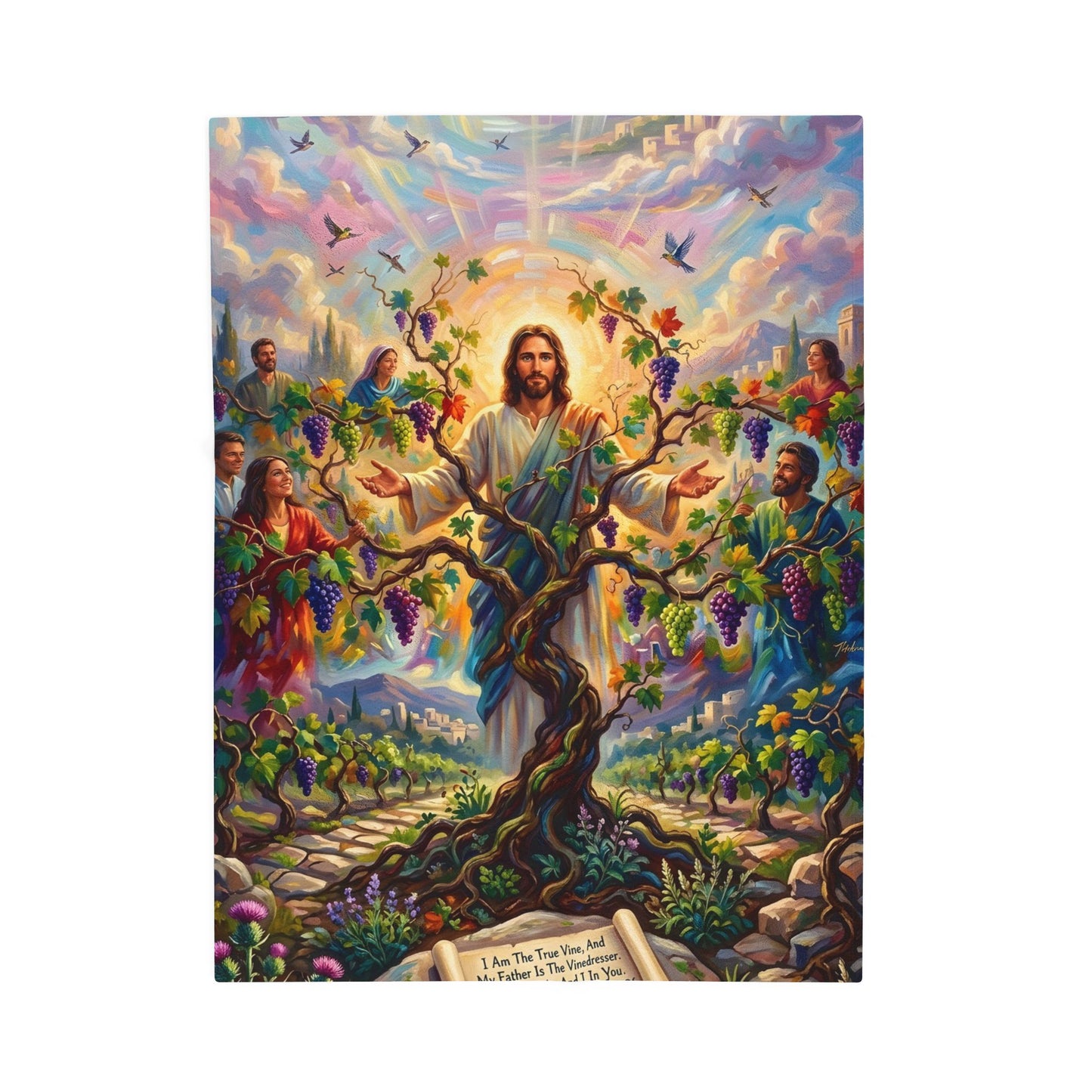 “I Am the True Vine - Abide in My Love” - Plush Blanket