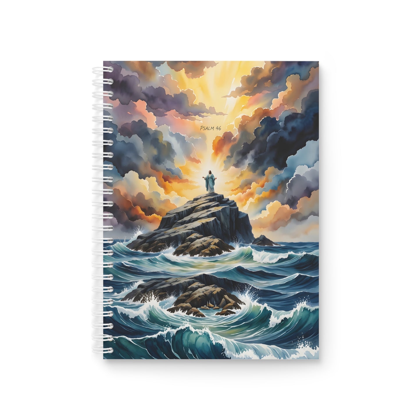“My Refuge and Strength - Rock in the Storm” - Spiral Notebook