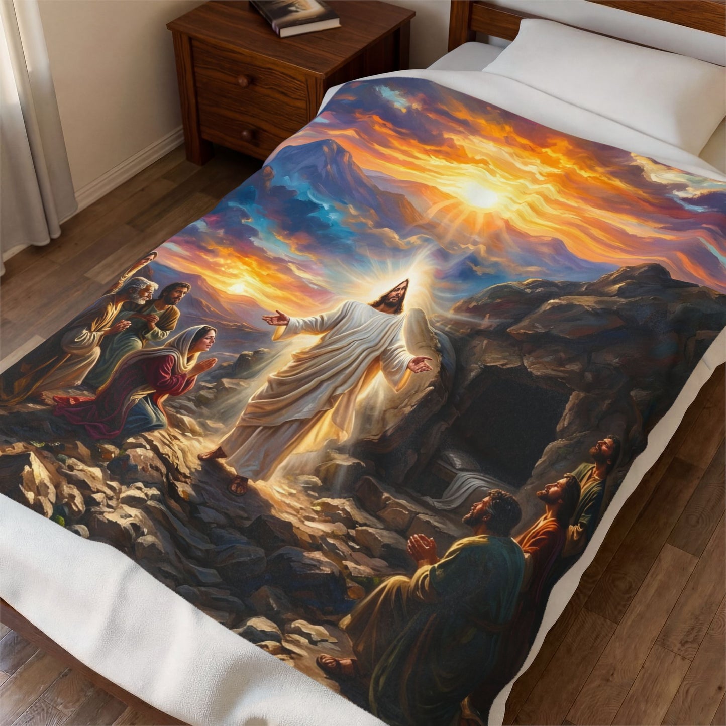 “He Is Risen - The Empty Tomb at Dawn” - Plush Blanket