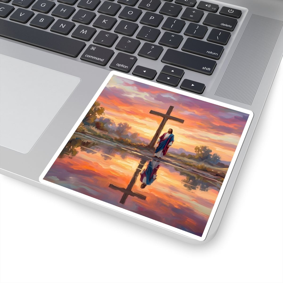 “Living Water - Cross Reflected at Dawn” - Sticker