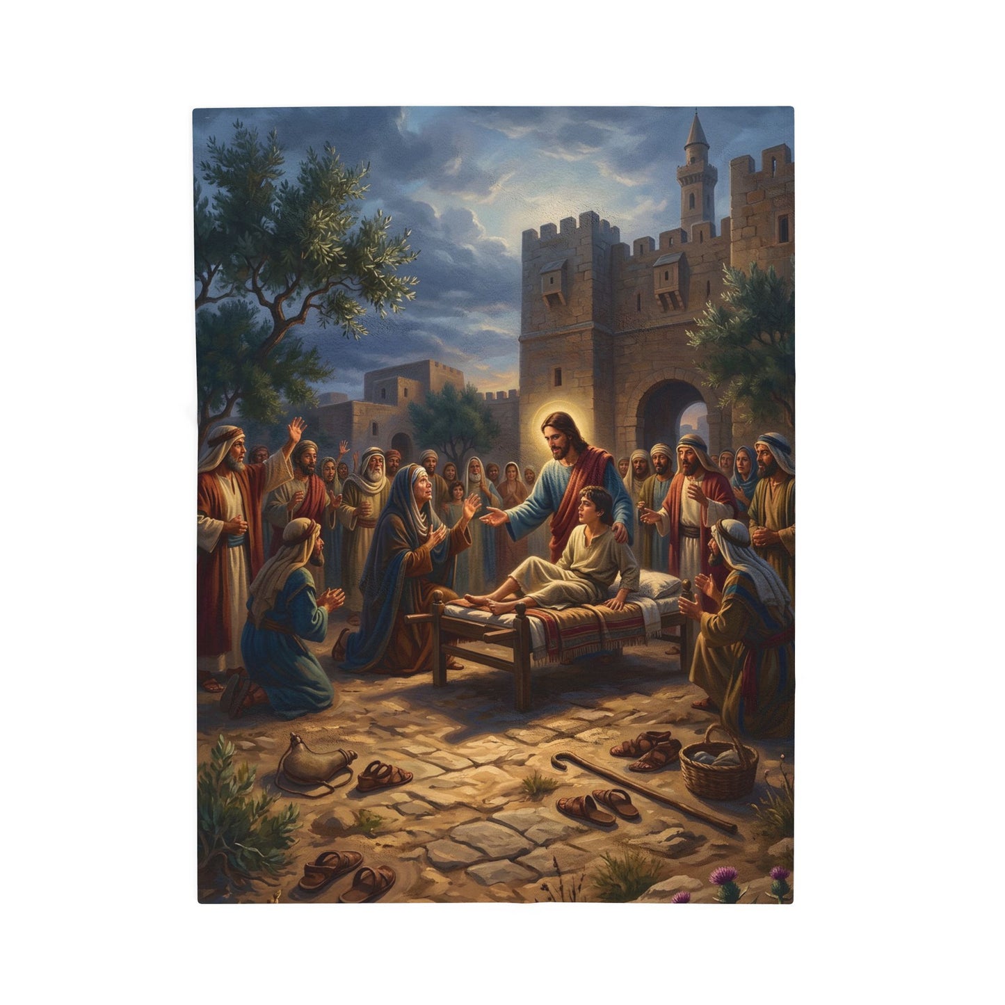“Arise, Young Man - Resurrection at Nain” - Plush Blanket