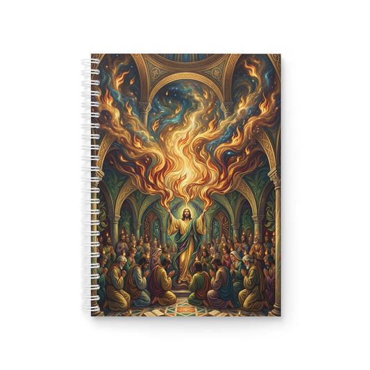 “Spirit Poured Out - Pentecost Flames Descending” - Spiral Notebook