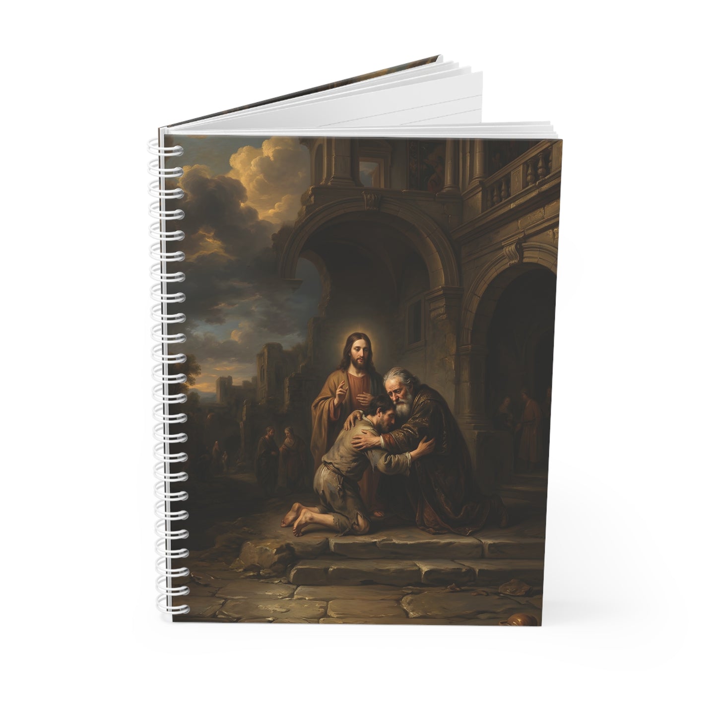 The prodigal son running toward his father - Spiral Notebook