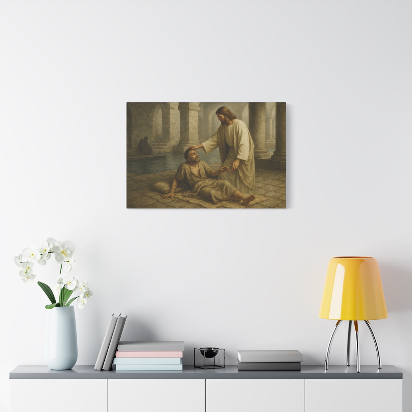“Rise, Take Up Your Mat – Jesus Heals at the Pool of Bethesda” - Canvas Art