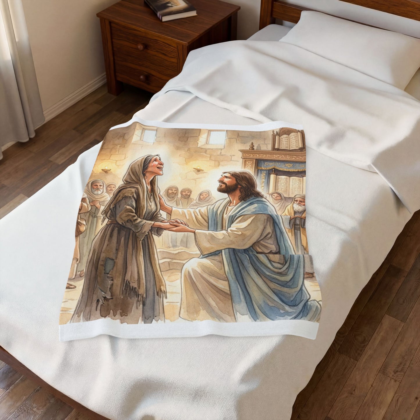 “Released - Jesus Heals the Bent Woman” - Plush Blanket