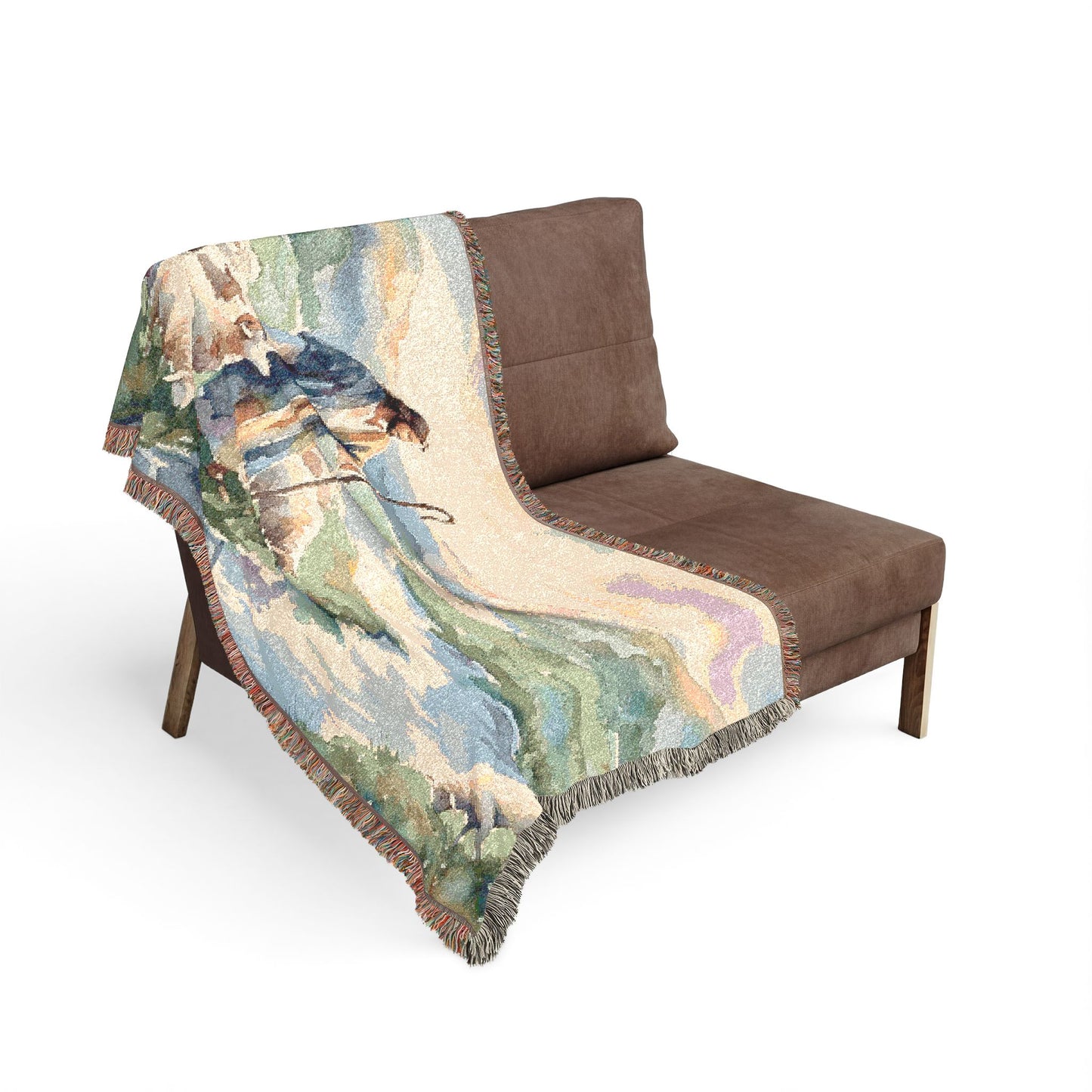 “Still Waters - Shepherd Leads His Flock” - Woven Blanket
