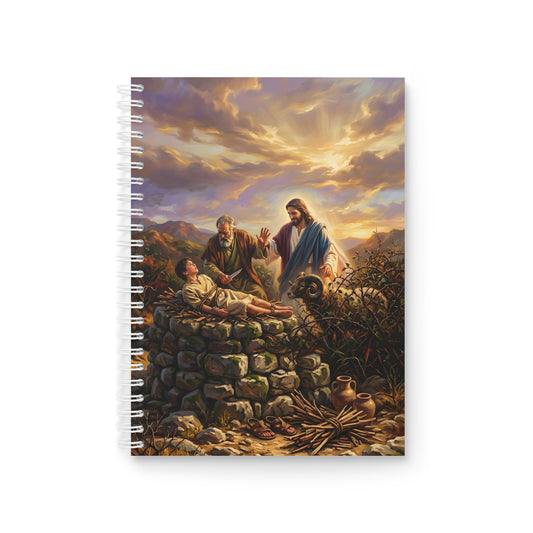 “The Lord Will Provide - Abraham and Isaac on Mount Moriah” - Spiral Notebook