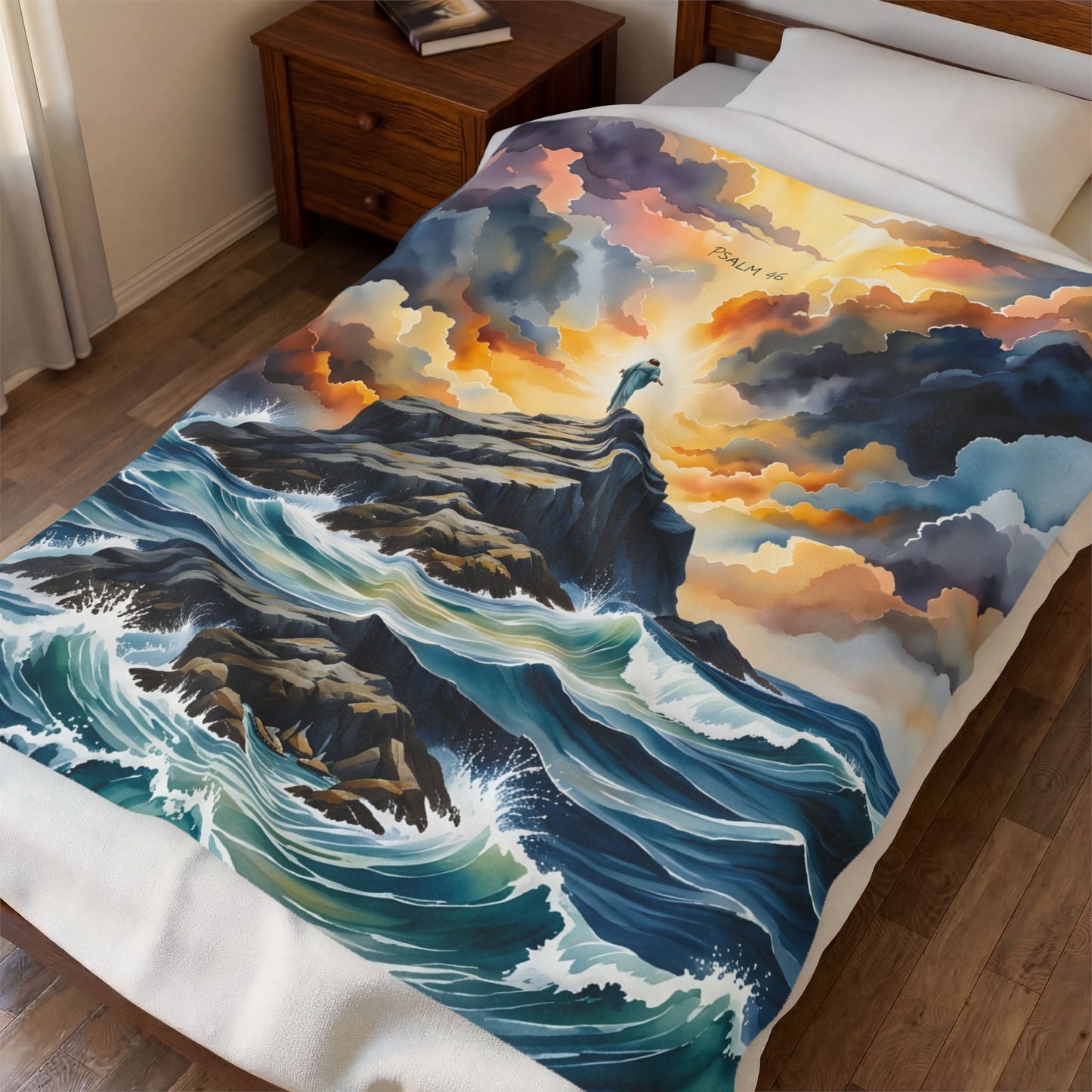 “My Refuge and Strength - Rock in the Storm” - Plush Blanket