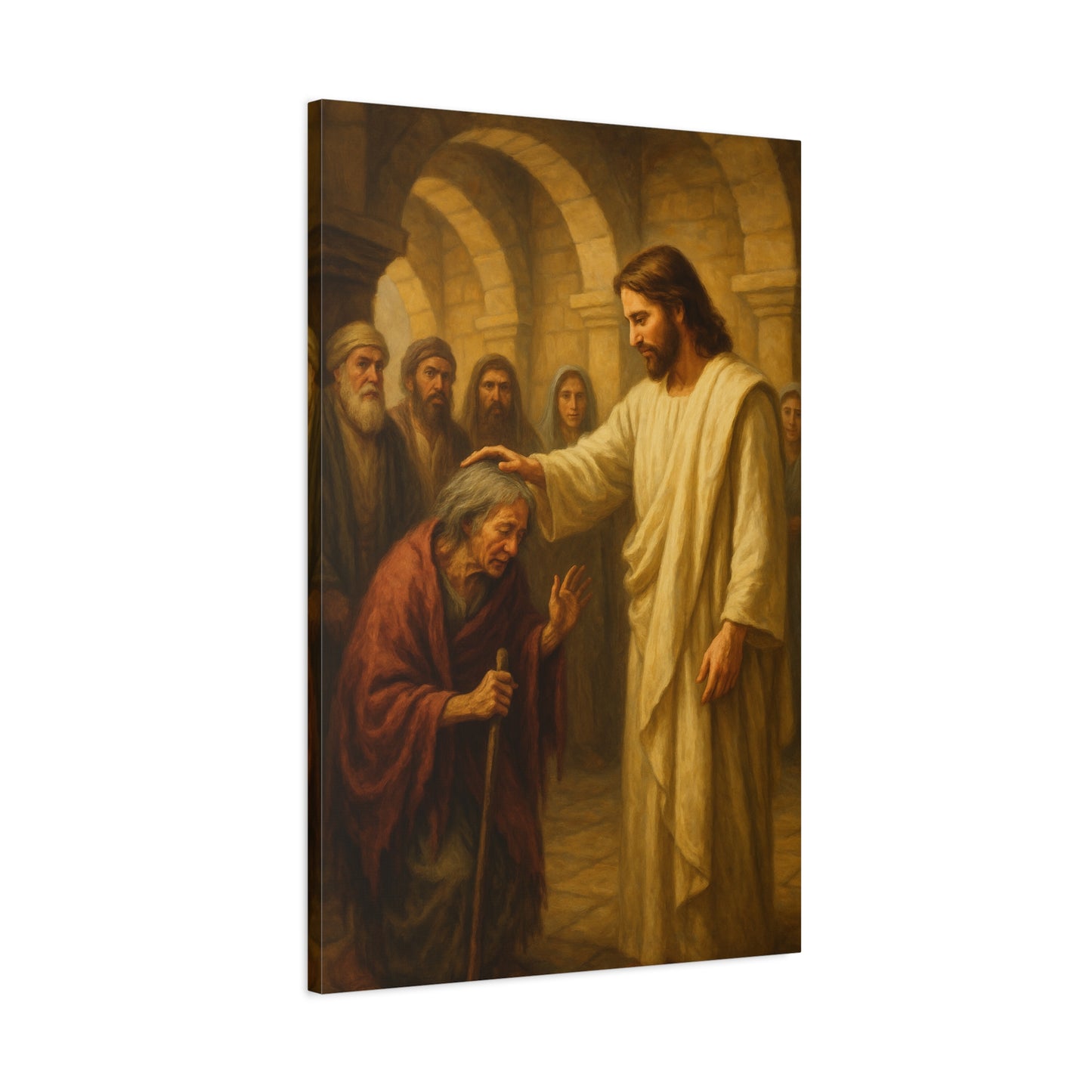“Jesus Heals the Woman Bent for 18 Years – Luke 13:10–17” - Canvas Art