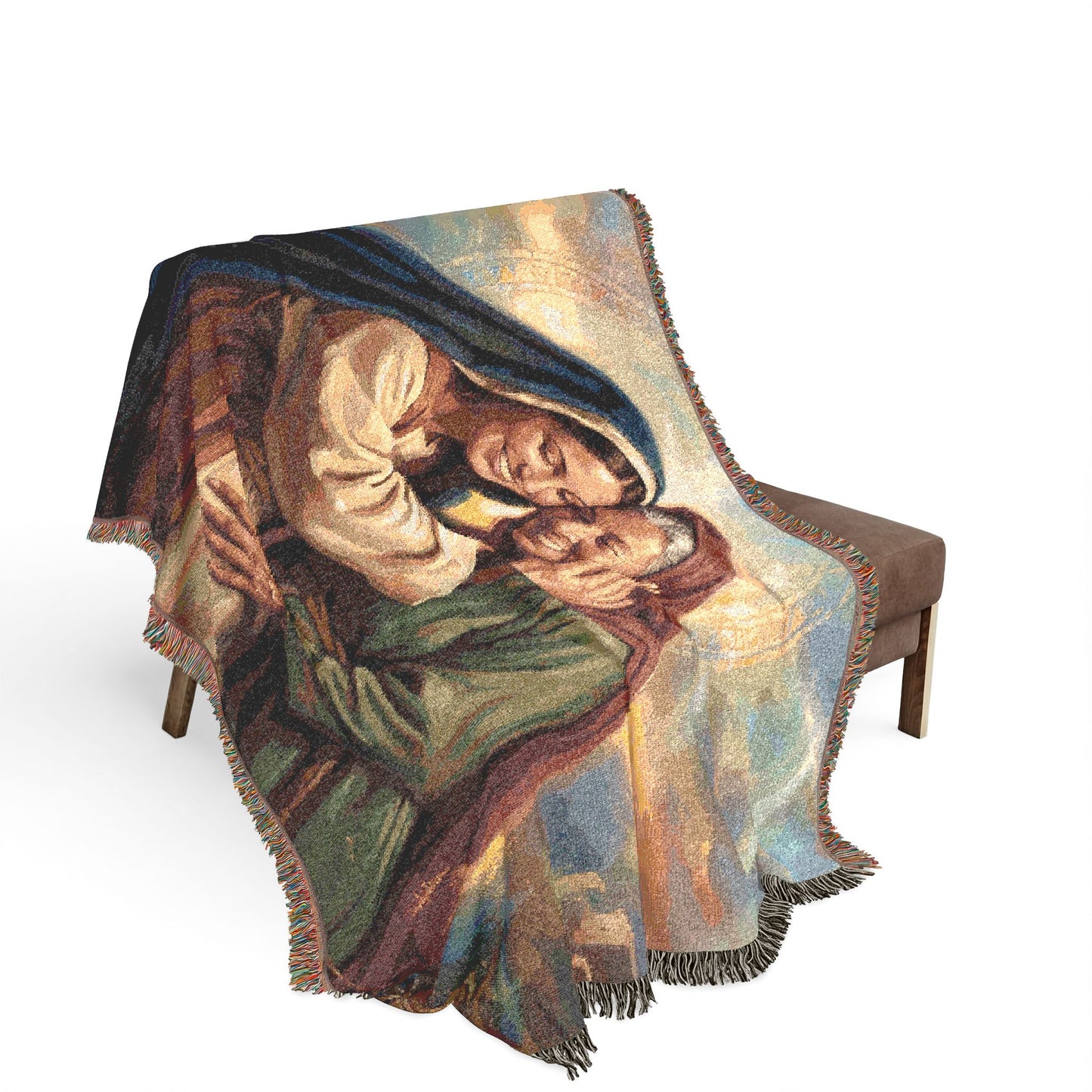 “Blessed Among Women - Mary and Elizabeth Embrace” - Woven Blanket