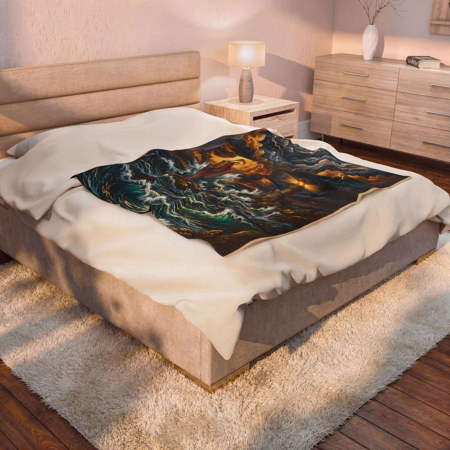 “Steadfast Hope - Lighthouse in the Storm” - Plush Blanket