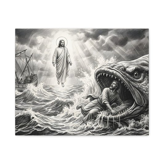 Jonah being swallowed by the great fish - Canvas Art