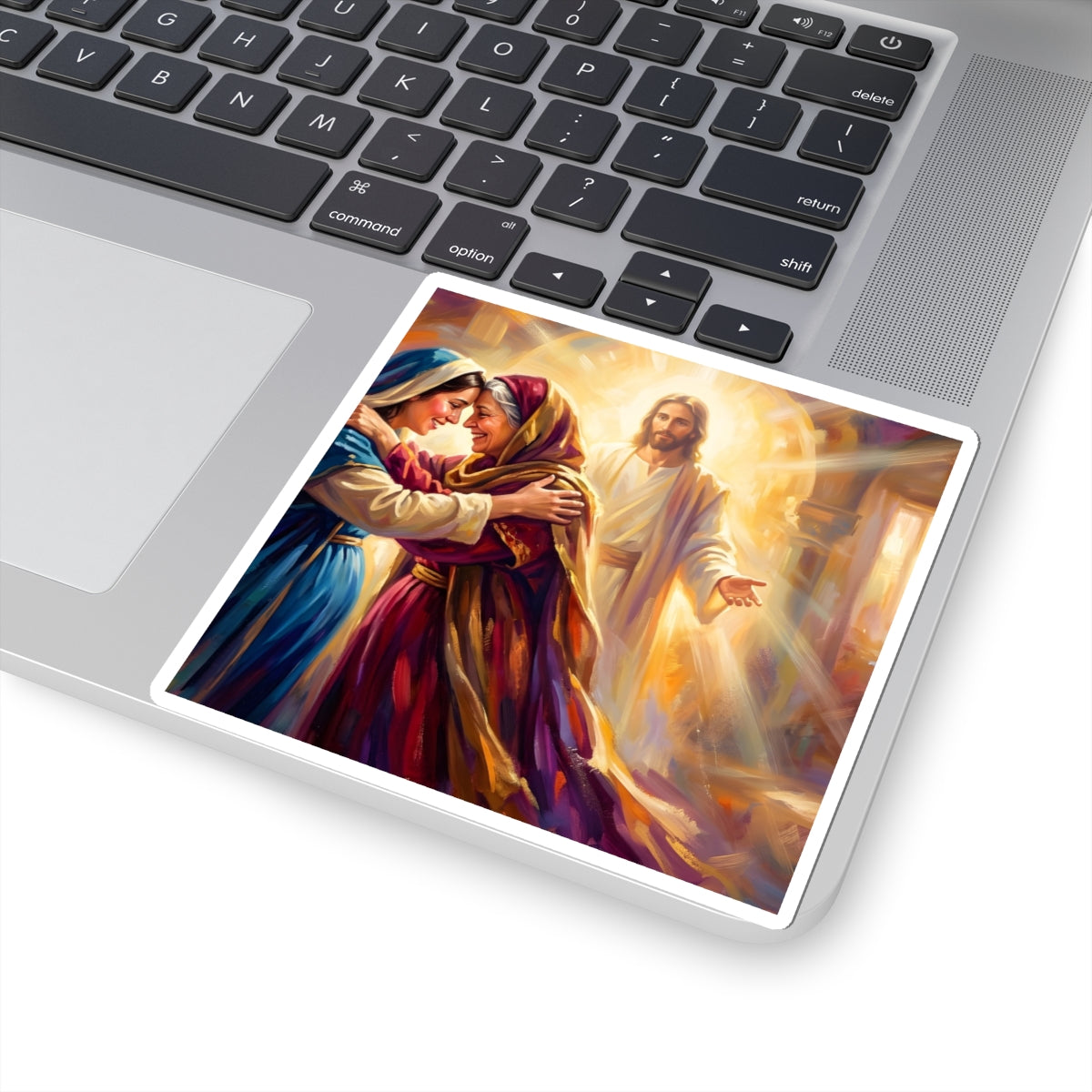 “Divine Embrace - Mary and Elizabeth's Joyful Meeting” - Sticker