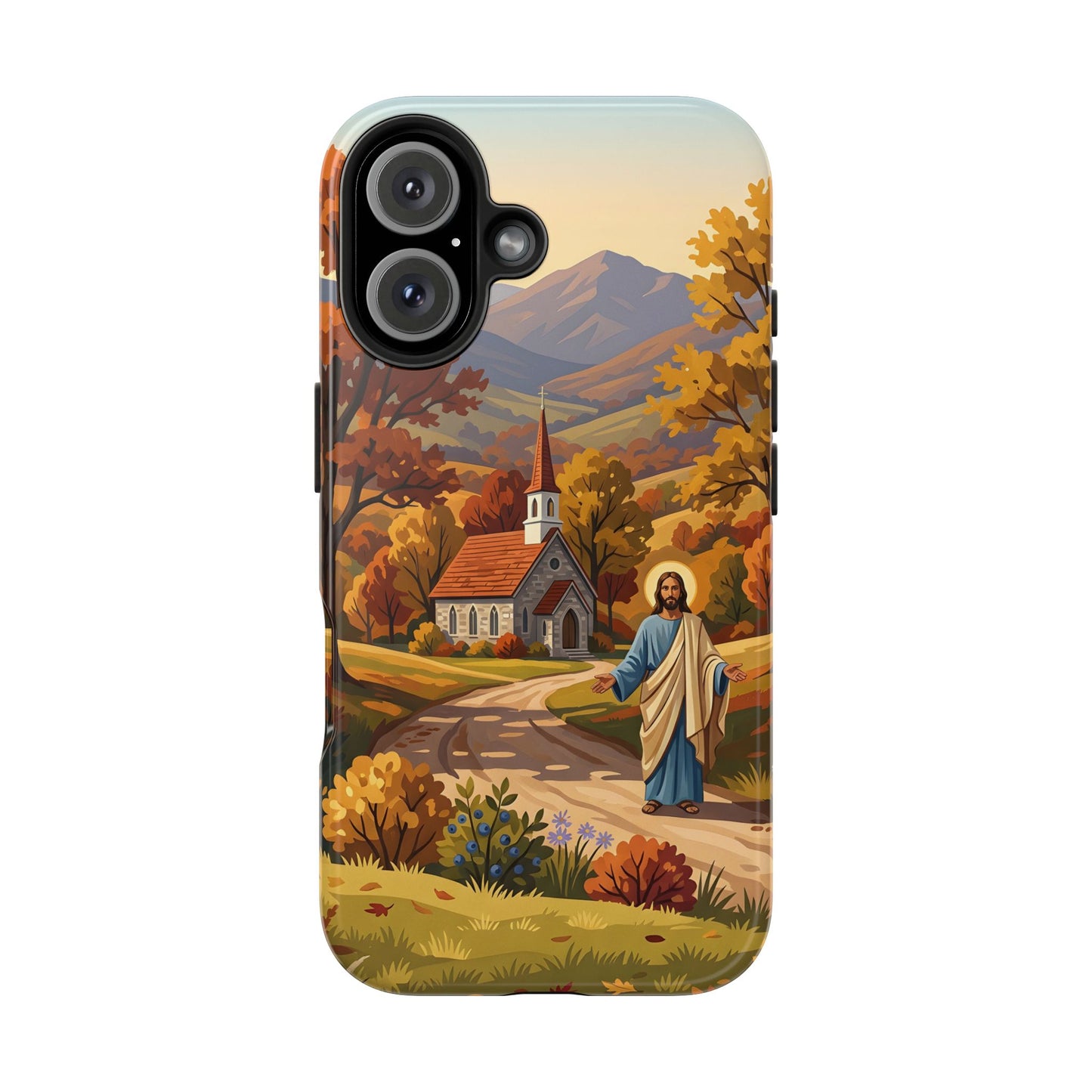 “Golden Harvest - Autumn Church in Tranquility” - Phone Case