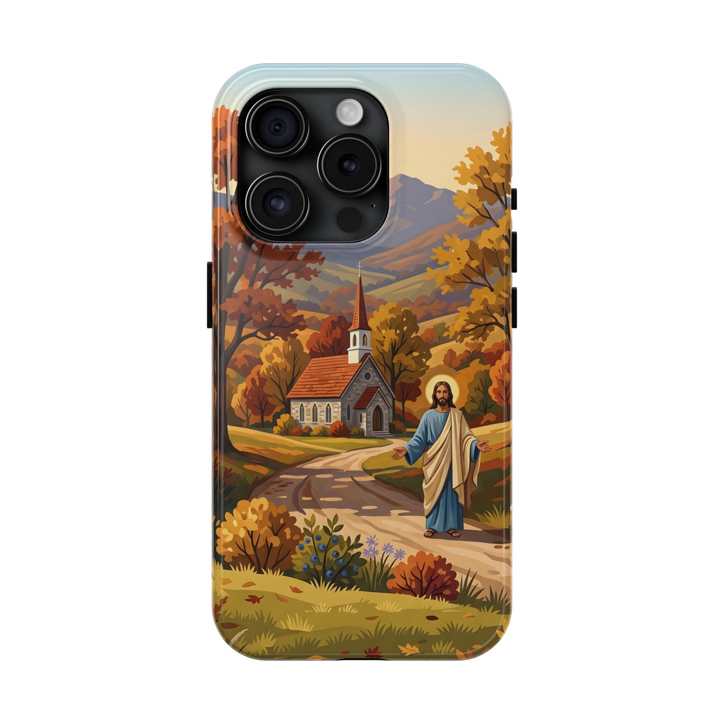 “Golden Harvest - Autumn Church in Tranquility” - Phone Case