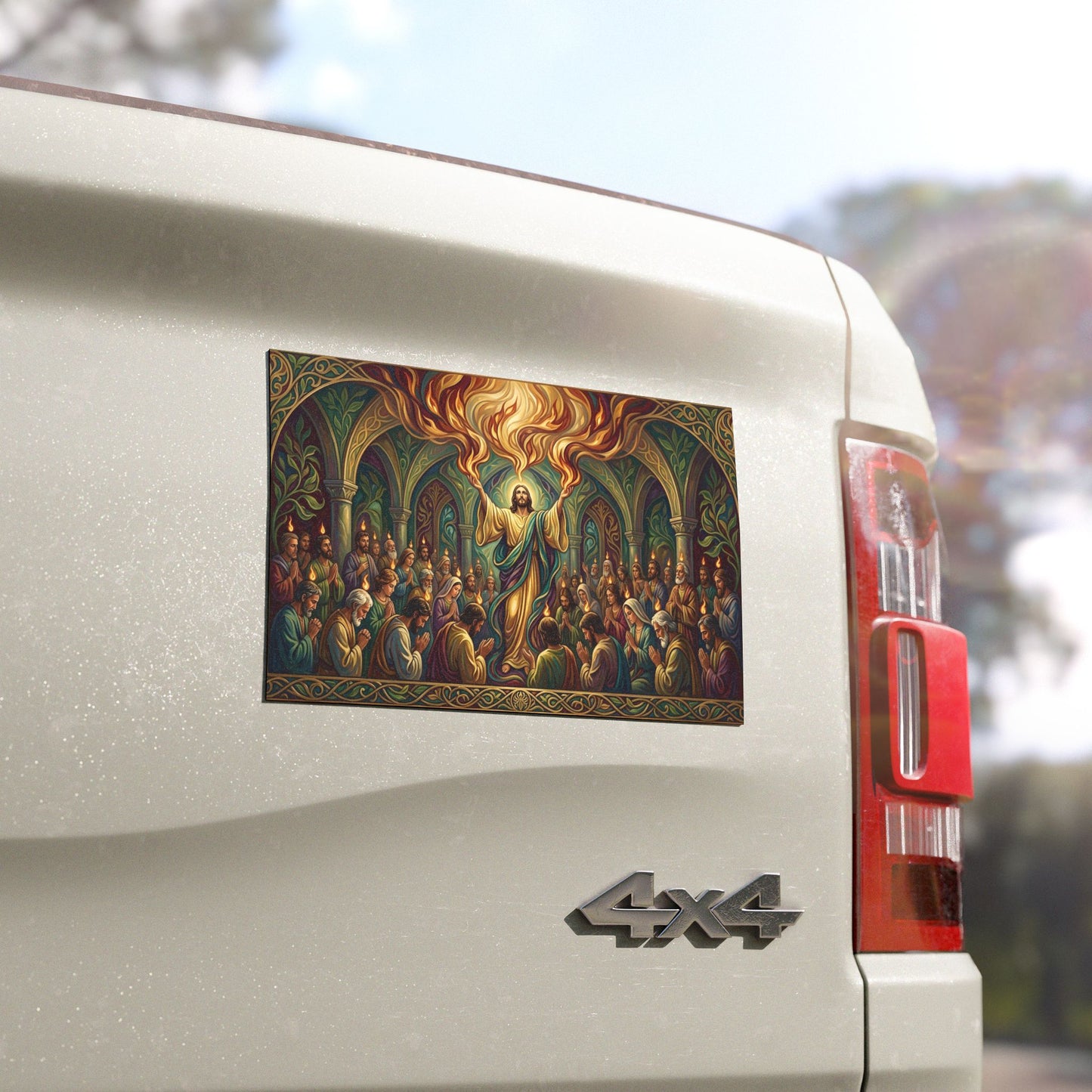 “Spirit Poured Out - Pentecost Flames Descending” - Car Magnet